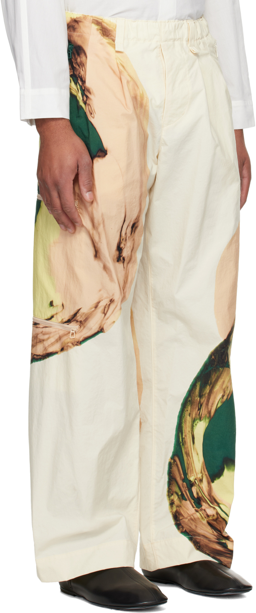 Issey Miyake Pleated Nylon Taffeta Trousers In White