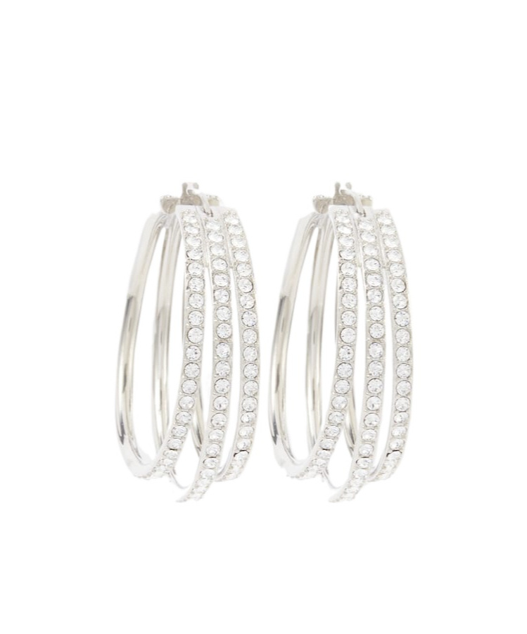Amina Muaddi Vittoria Crystal-embellished Hoop Earrings In White