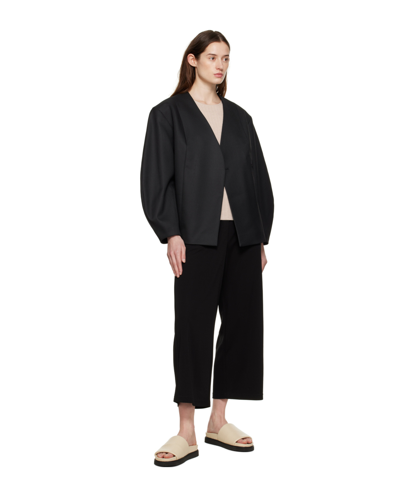 By Malene Birger Knitted Round Collar T-shirt In Nude