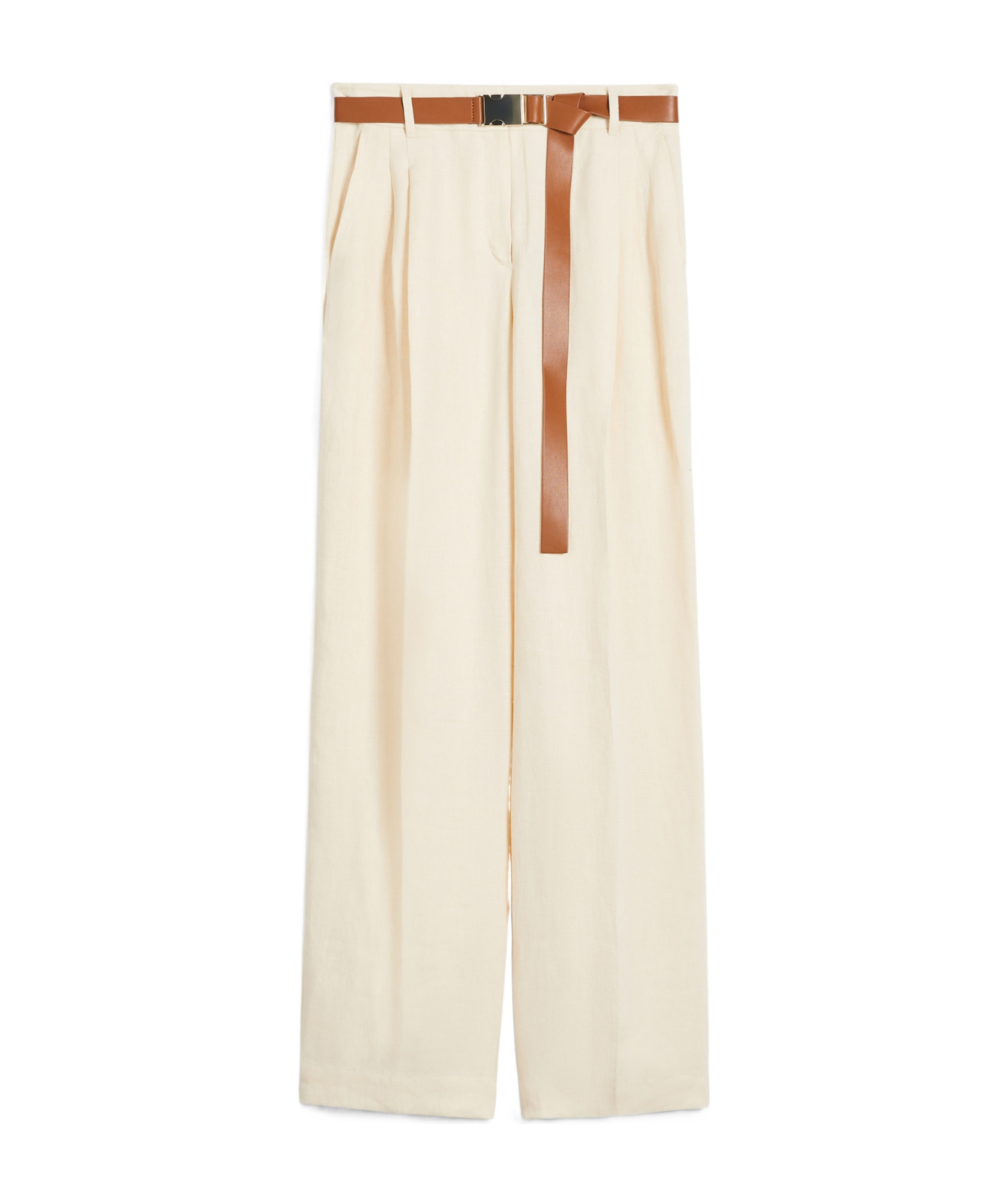 Max Mara Pantalon Droit En Lin Délavé In Nude