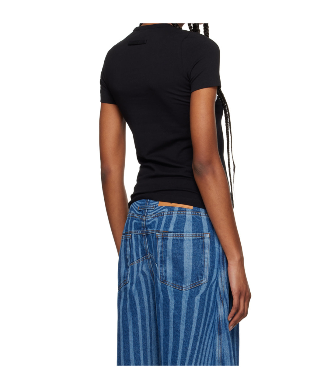 Jean Paul Gaultier Open-necked Black Shirt In Blue