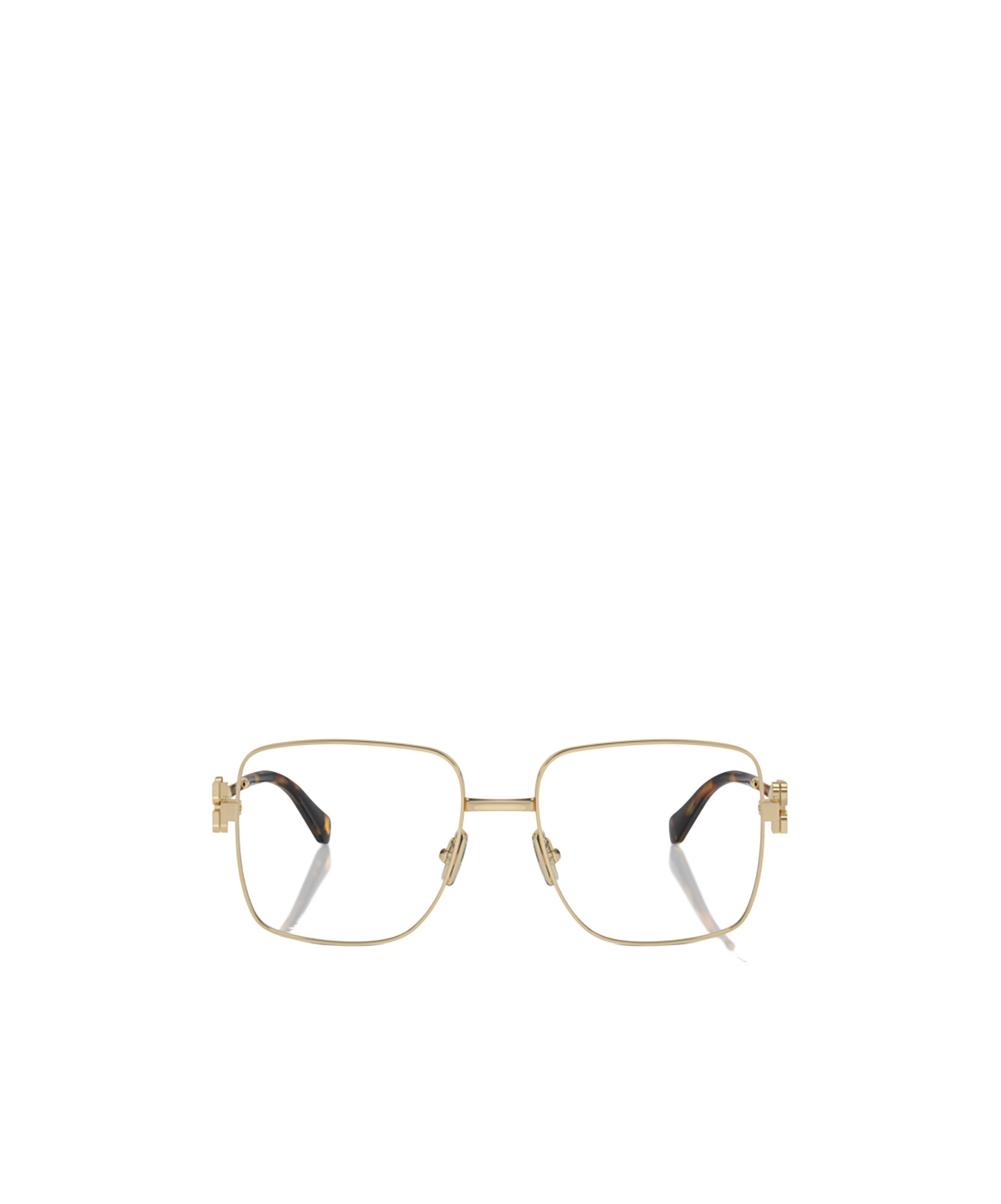 Miu Miu Logo-lettering Square-frame Glasses In Gold