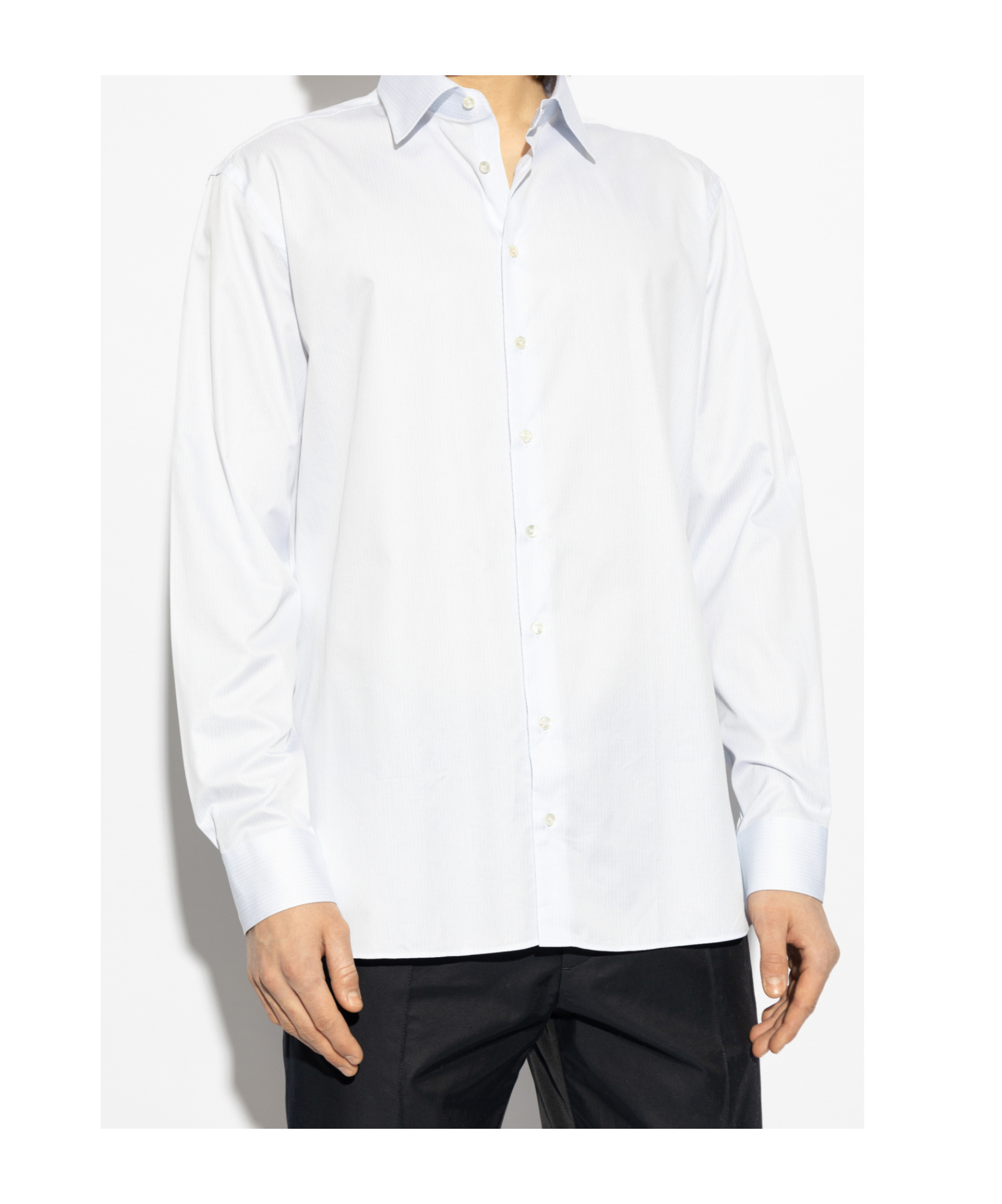 Giorgio Armani Micro-striped Shirt In White