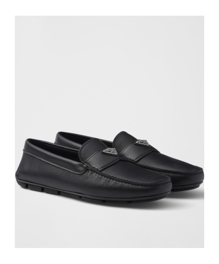 Prada Drive Leather Loafers In Black