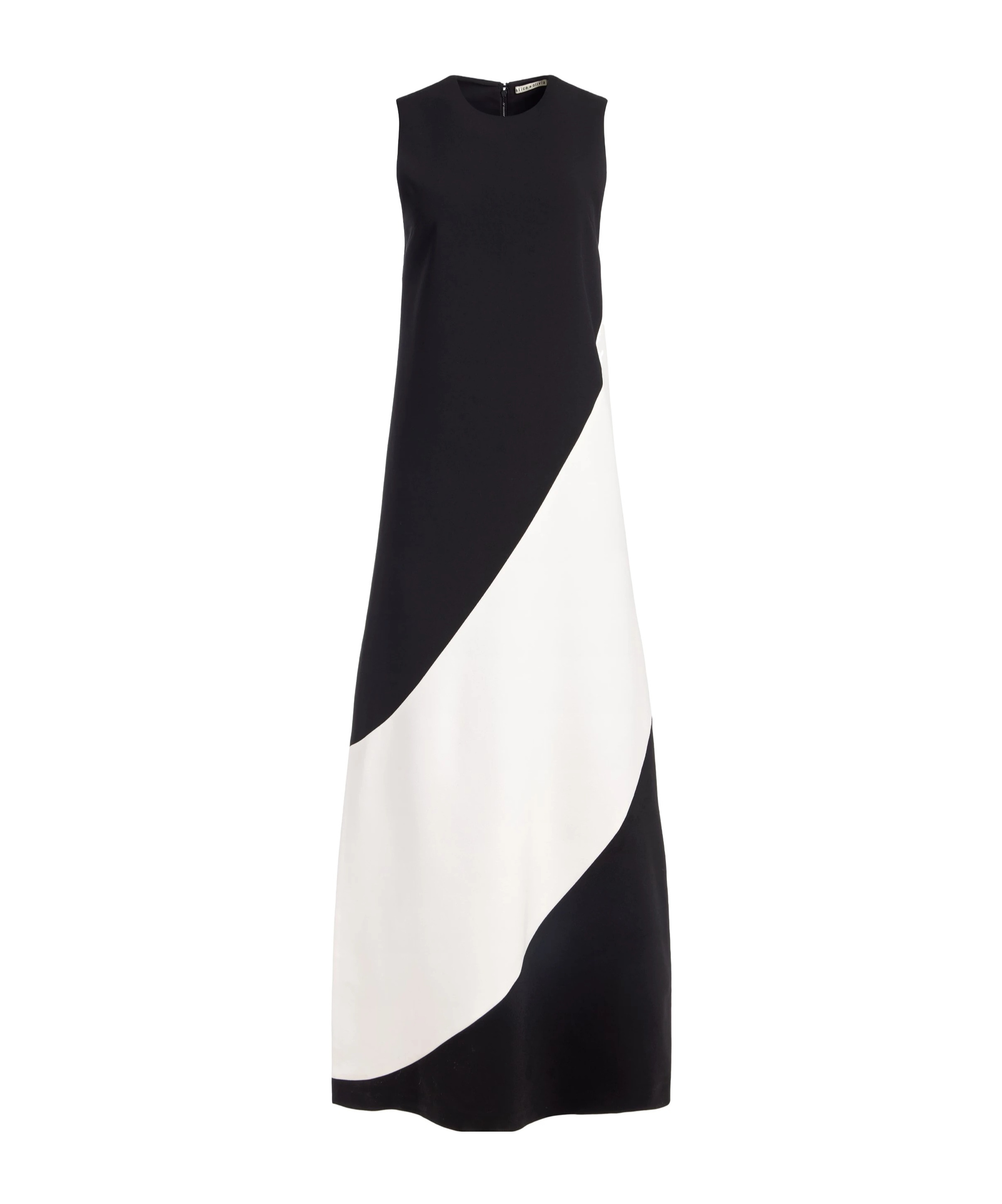 Alice And Olivia Kate Midi Dress In Black/off White