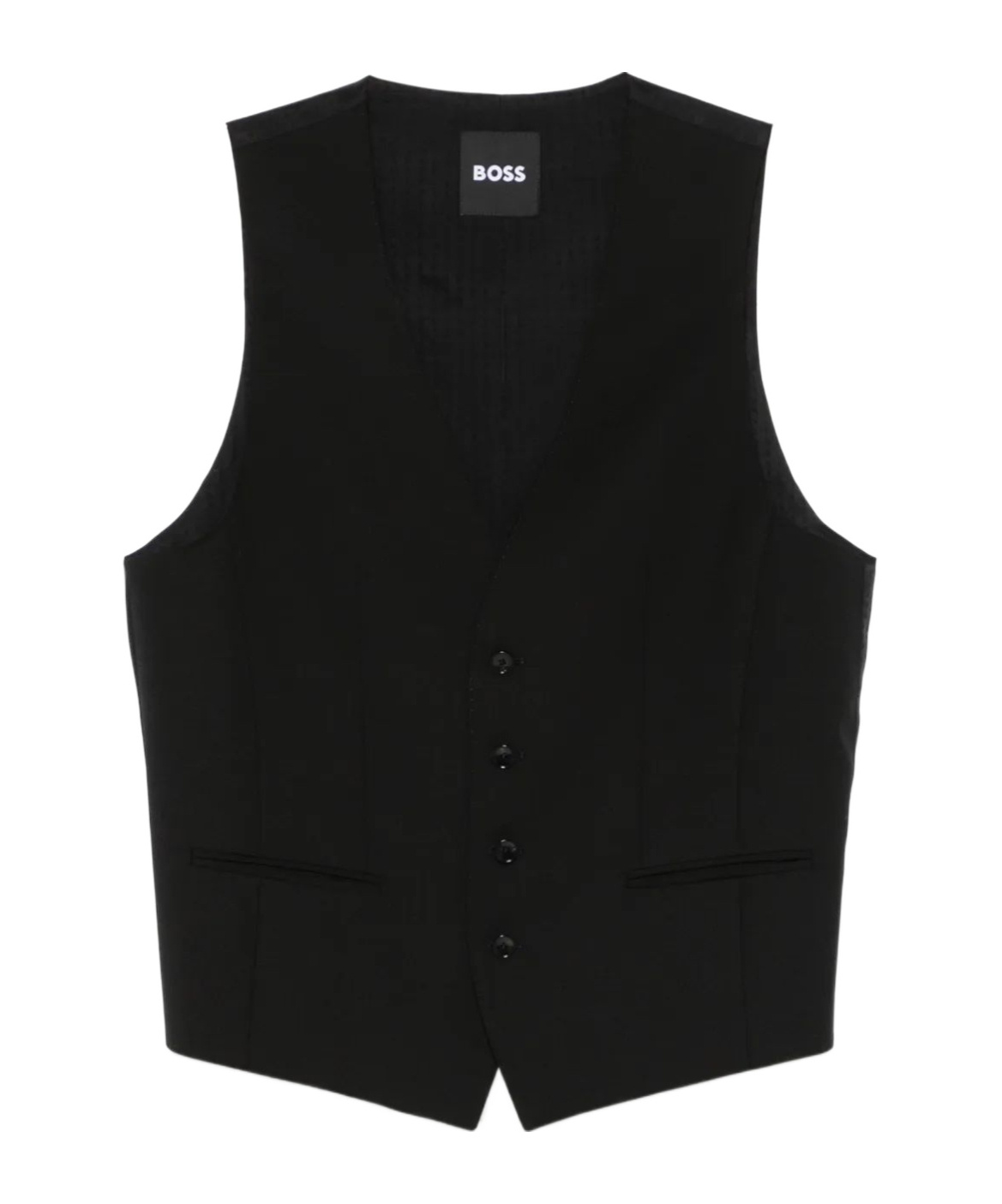 Hugo Boss Wool Waistcoat In Black