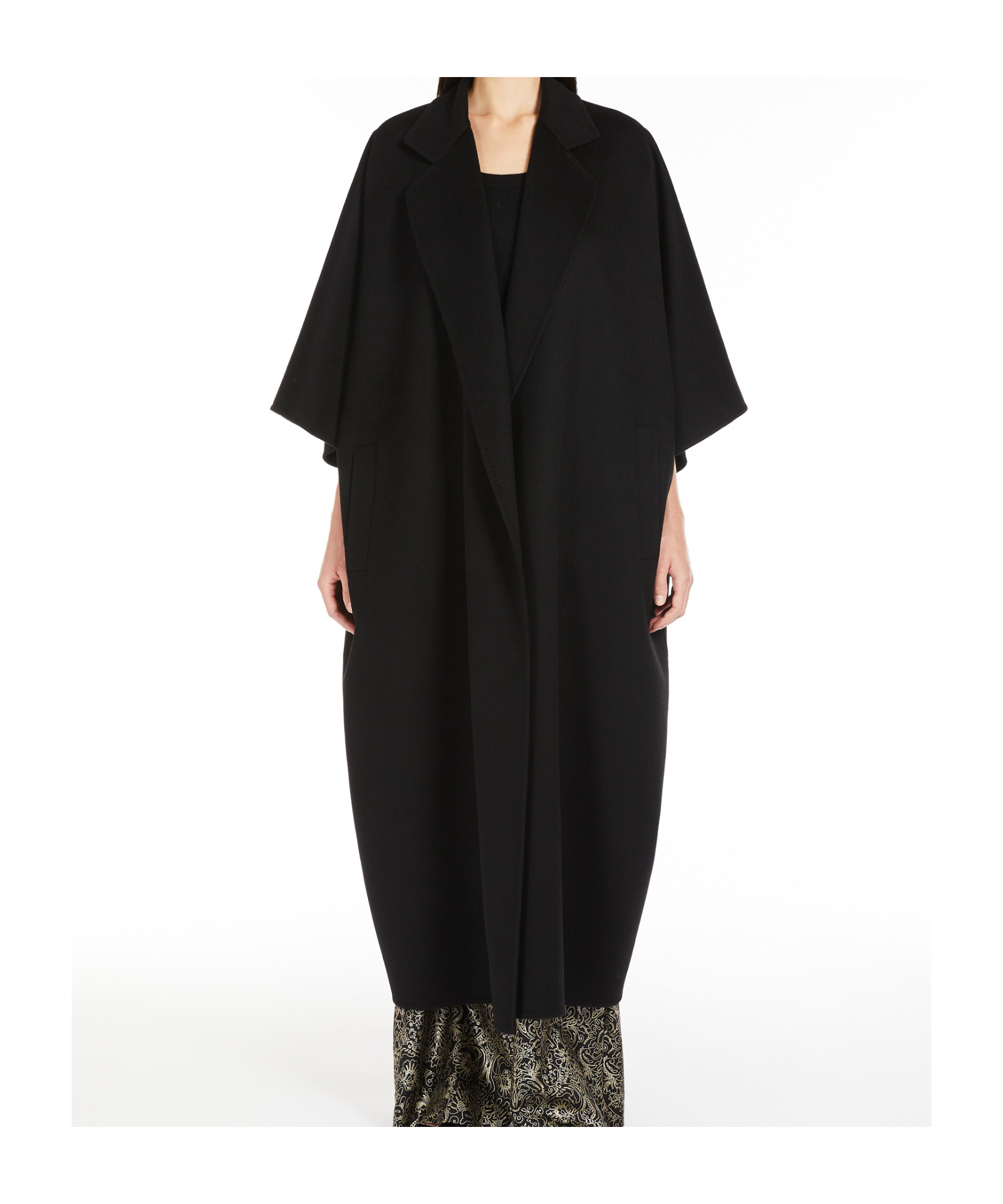 Max Mara Lapel Cape In Black