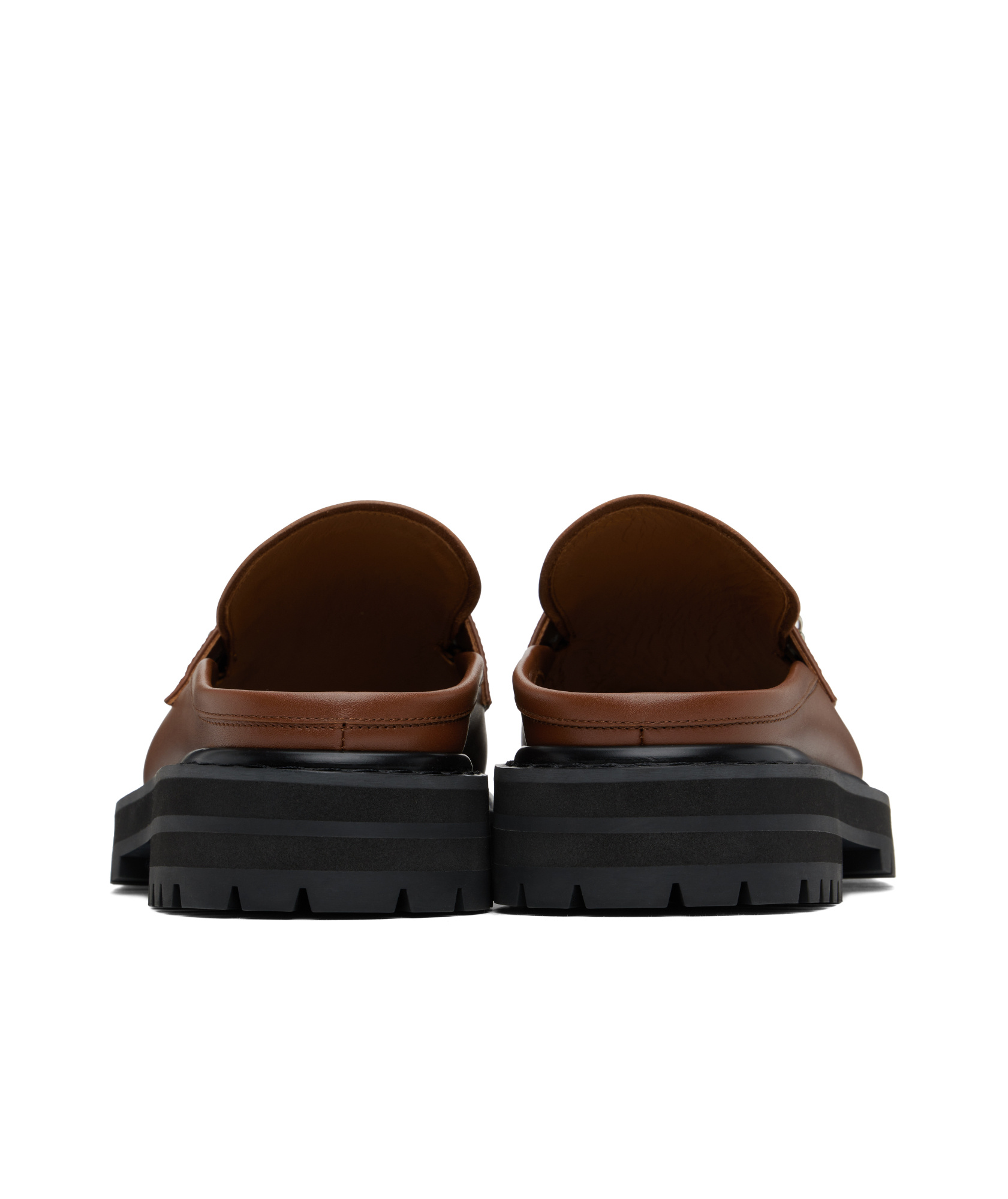 Marni Brown Leather Piercing 2.0 Chunky Sabot Loafers In Black