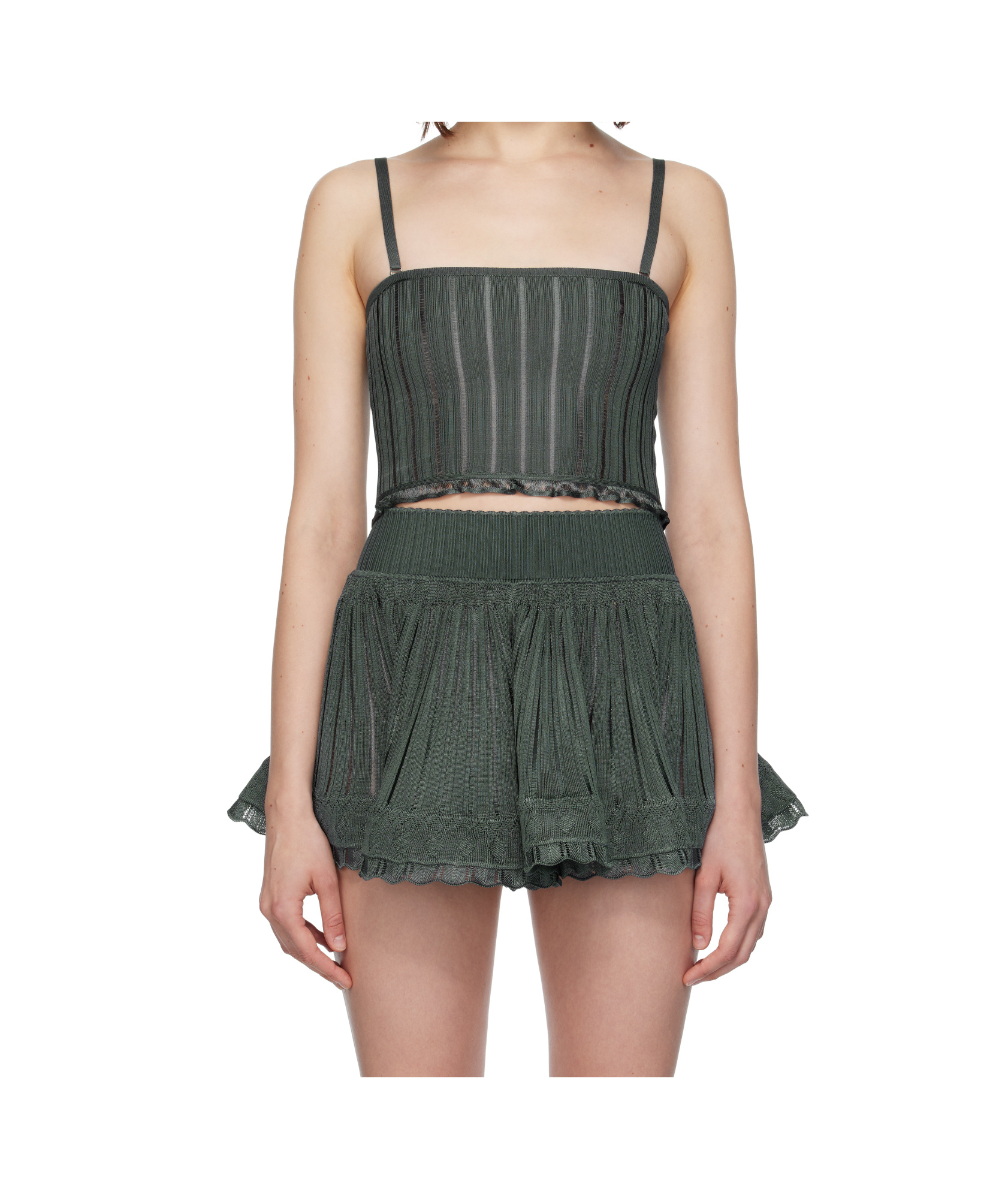 Alaïa Ribbed-knit Vest In Green