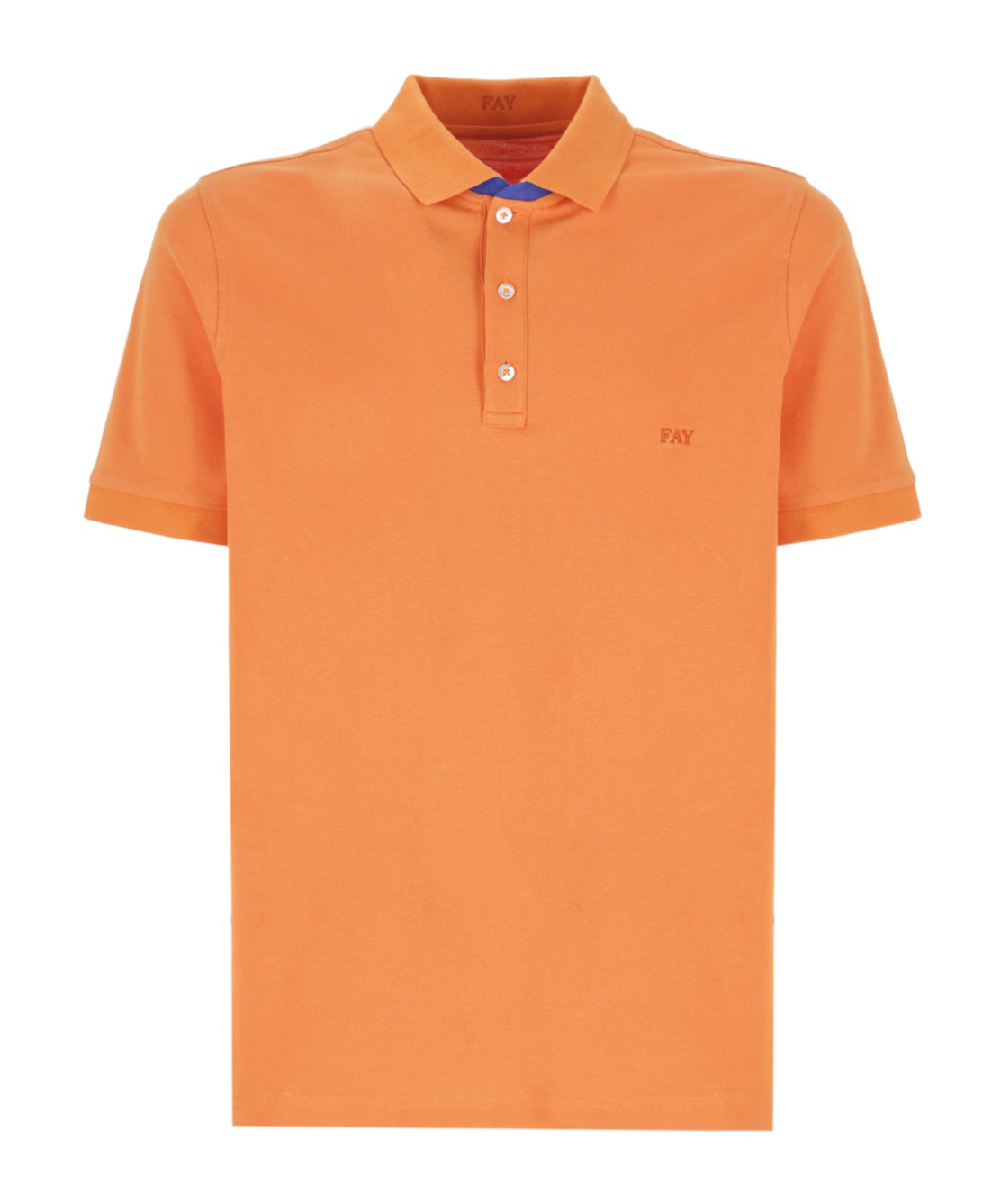 Fay Polo Db Collar Piquet Polo In Orange