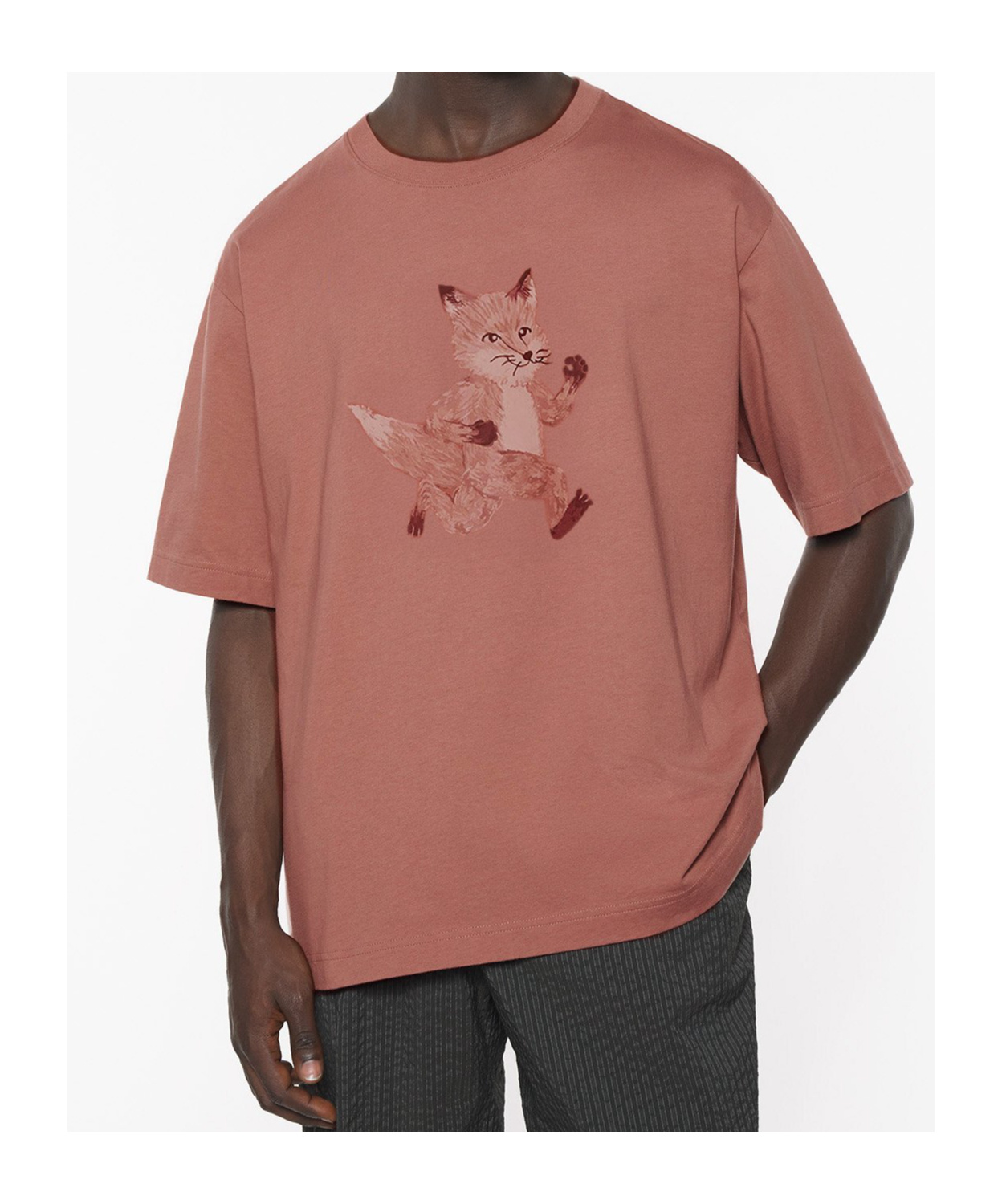 Maison Kitsuné Speedy Fox Printed Oversized T-shirt In Brown