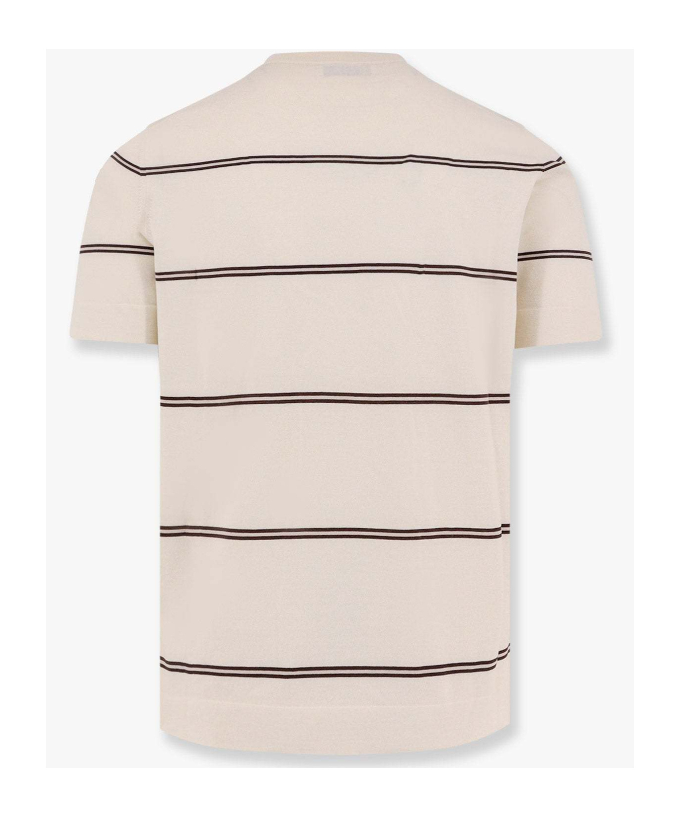 Brunello Cucinelli Striped Crewneck T-shirt In Nude
