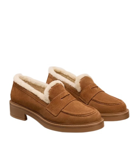 Stuart Weitzman Celia Lite Shearling Loafer In Brown