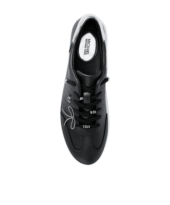 Michael Kors Scotty Embellished Leather Sneaker In Black