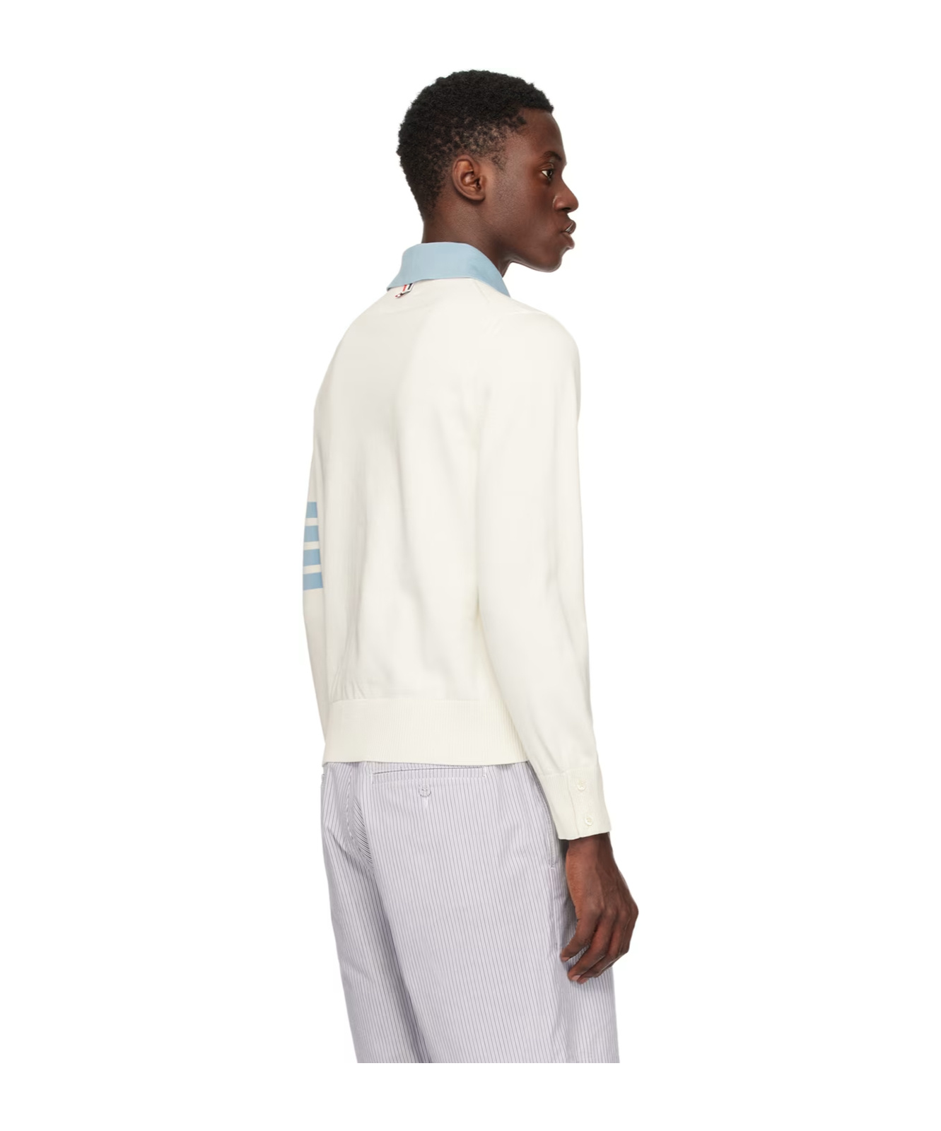 Thom Browne Off-white 4-bar Long Sleeve Polo In White