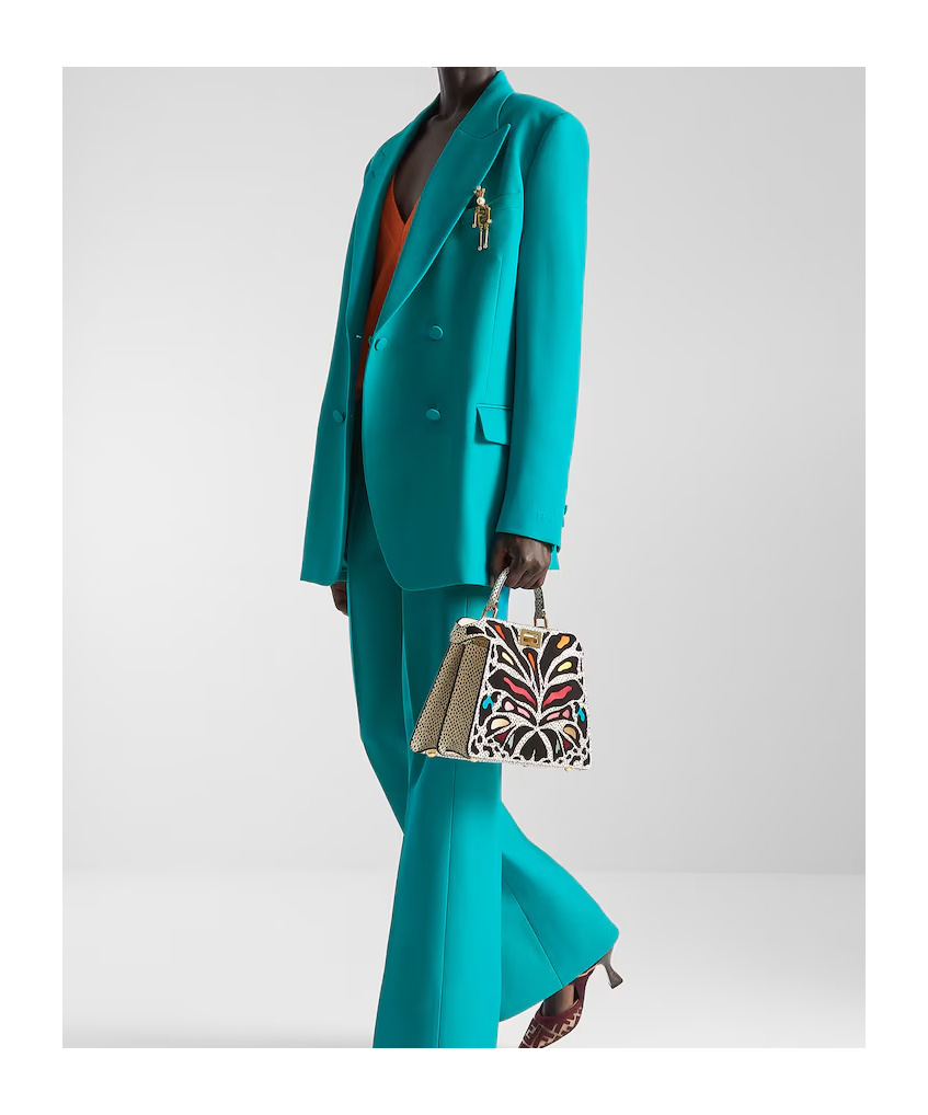 Fendi Turquoise Wool Grain De Poudre Blazer In Blue