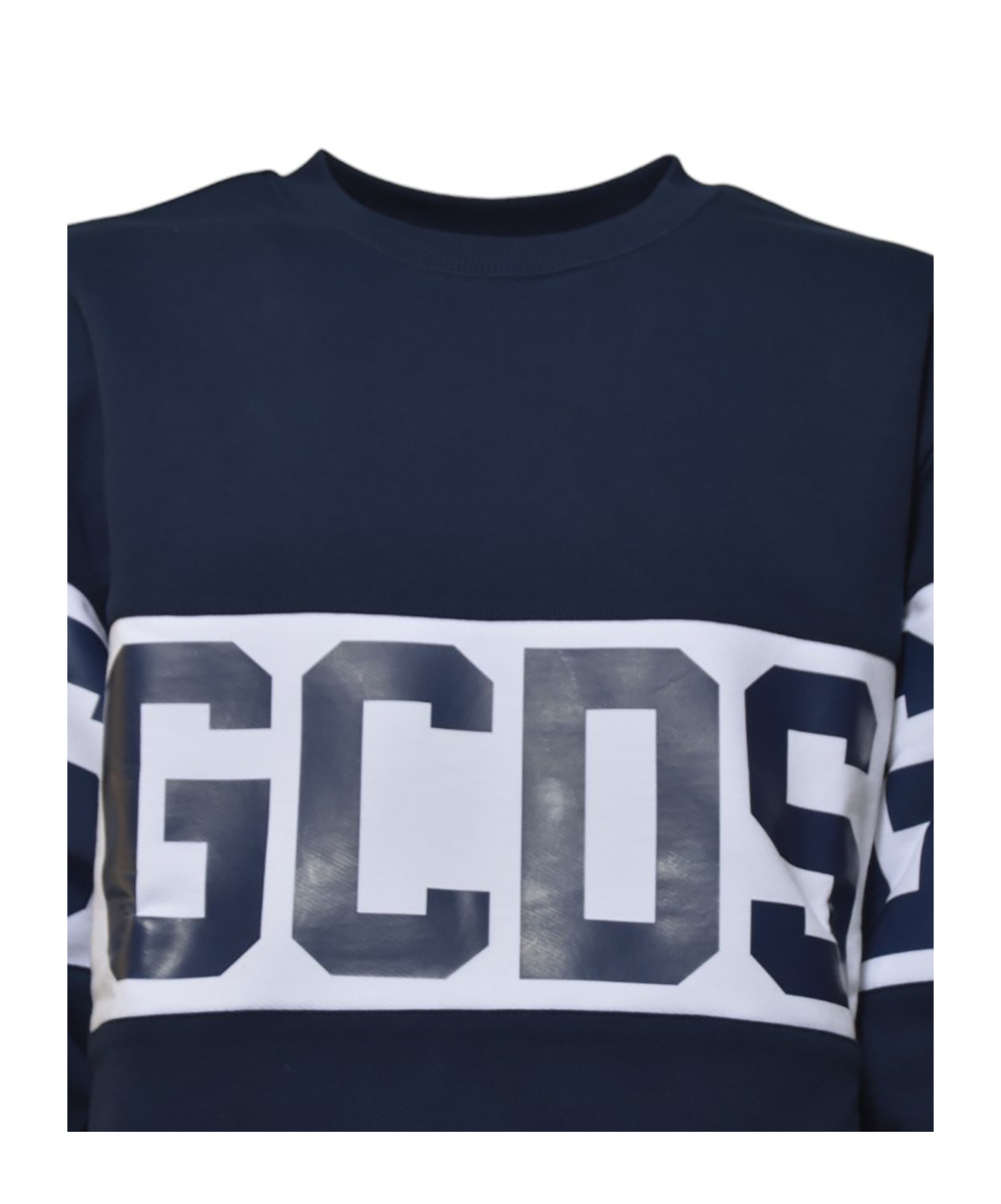 Gcds Cotton Sweatshirt With Contrasting Logo Band In Black