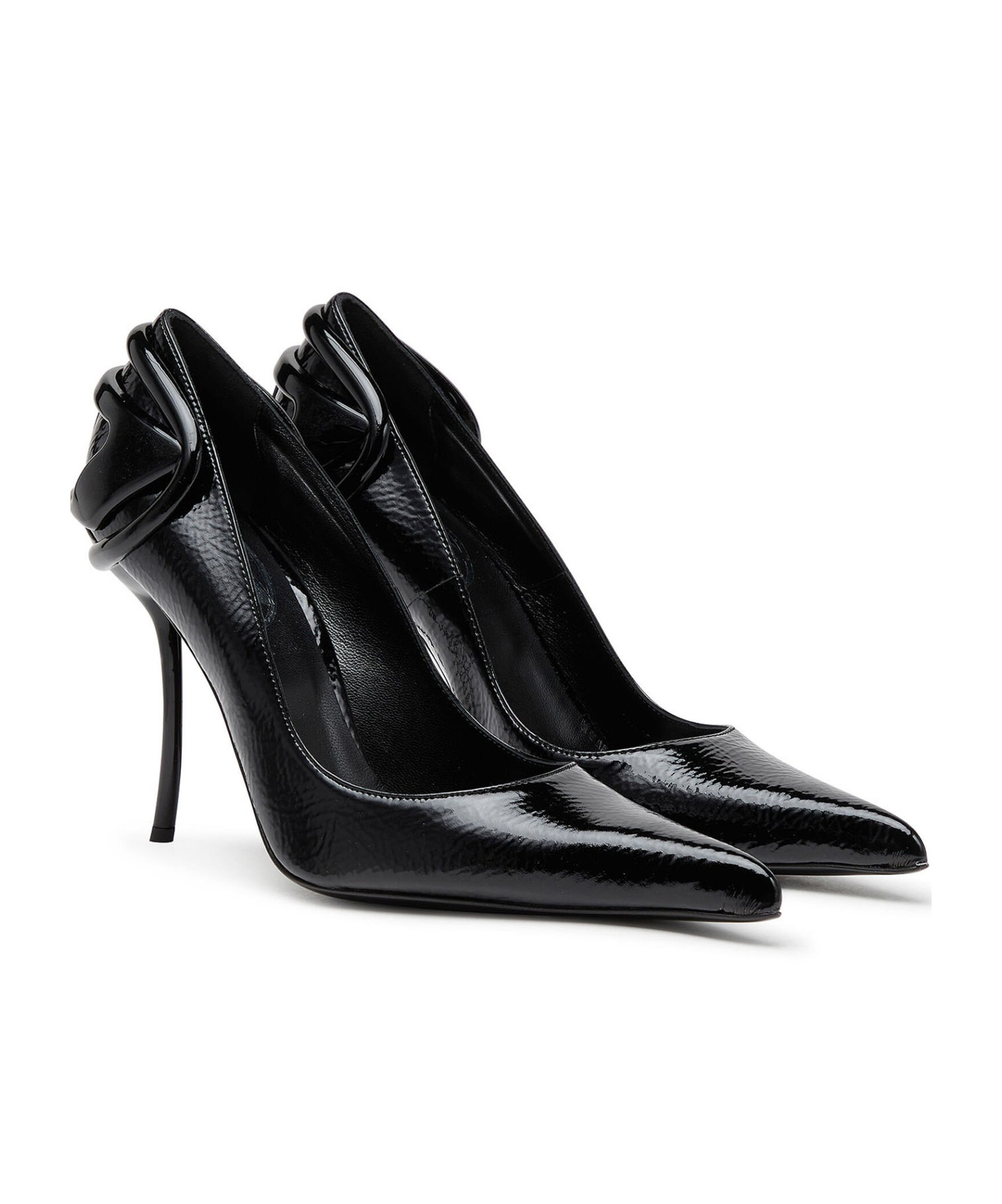 Diesel Heel Detail Pointed Toe Stiletto Pumps In Black