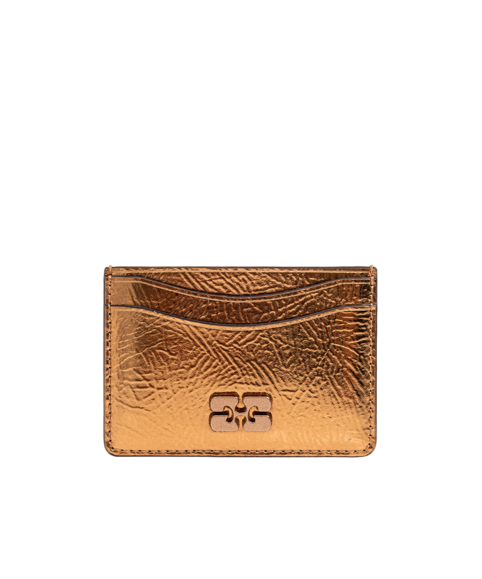 Ganni Logo Card Holder In Brown