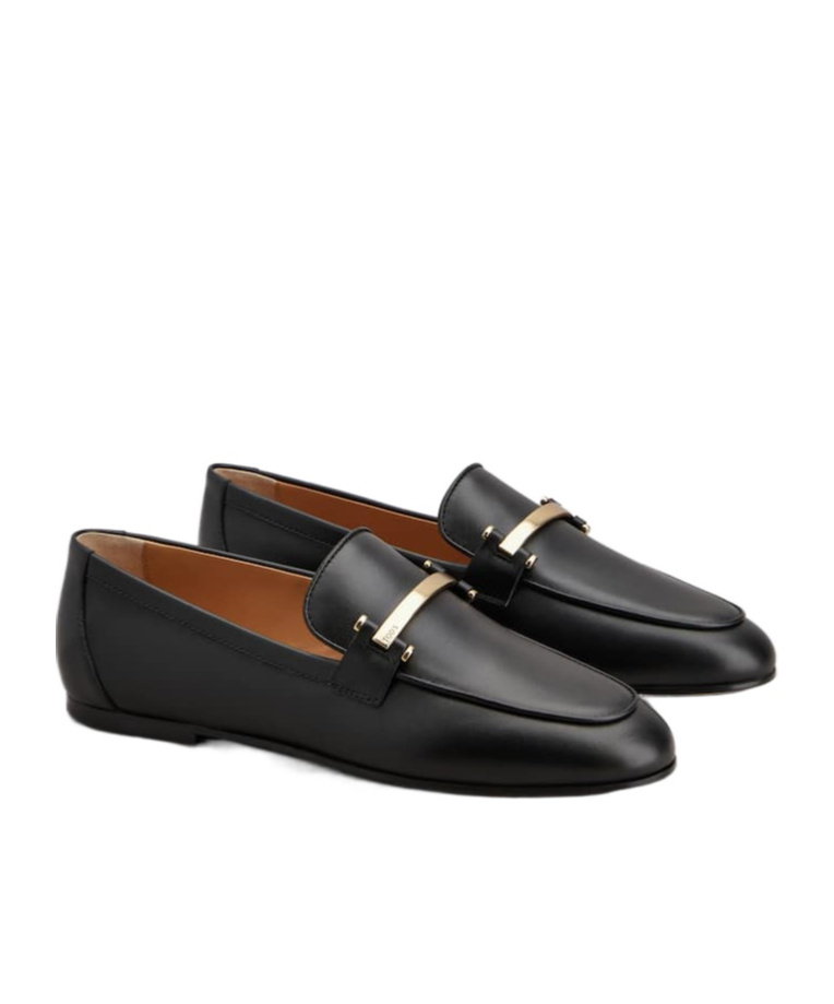 Tod's Leather Loafers With Bow In Black