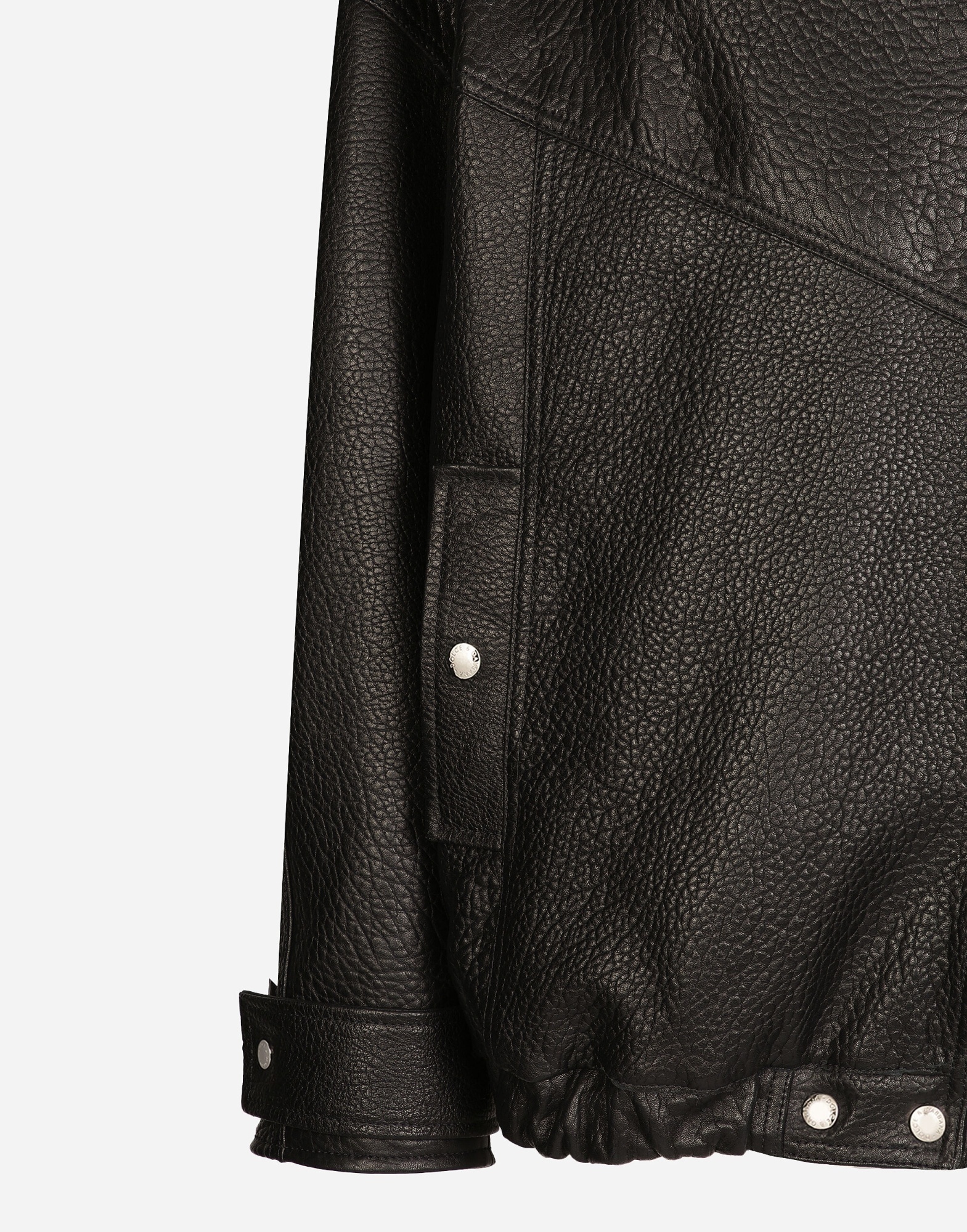 Dolce & Gabbana Oversized Zip-up Leather Biker Jacket In Black