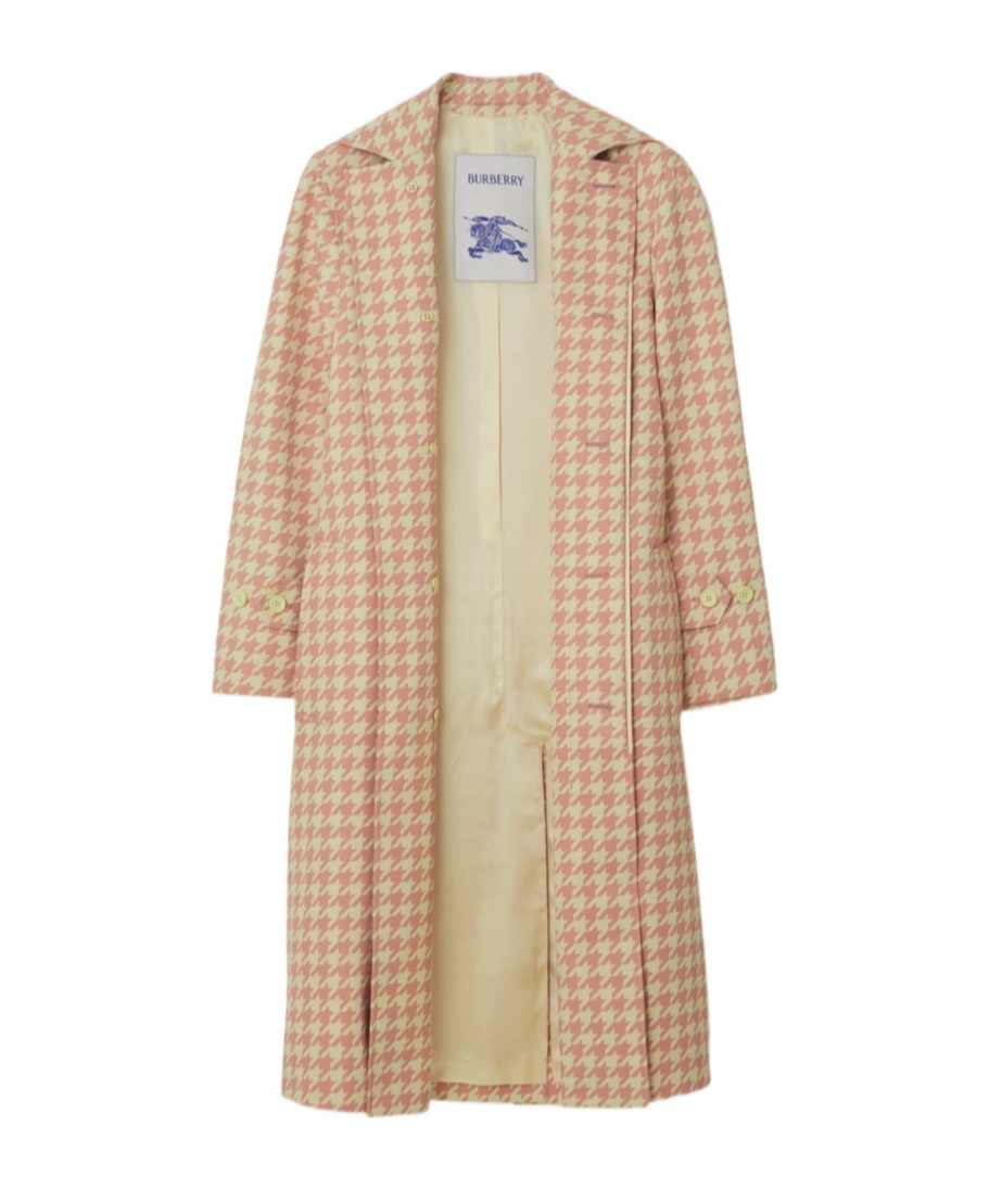 Burberry Check-pattern Long Coat In Nude