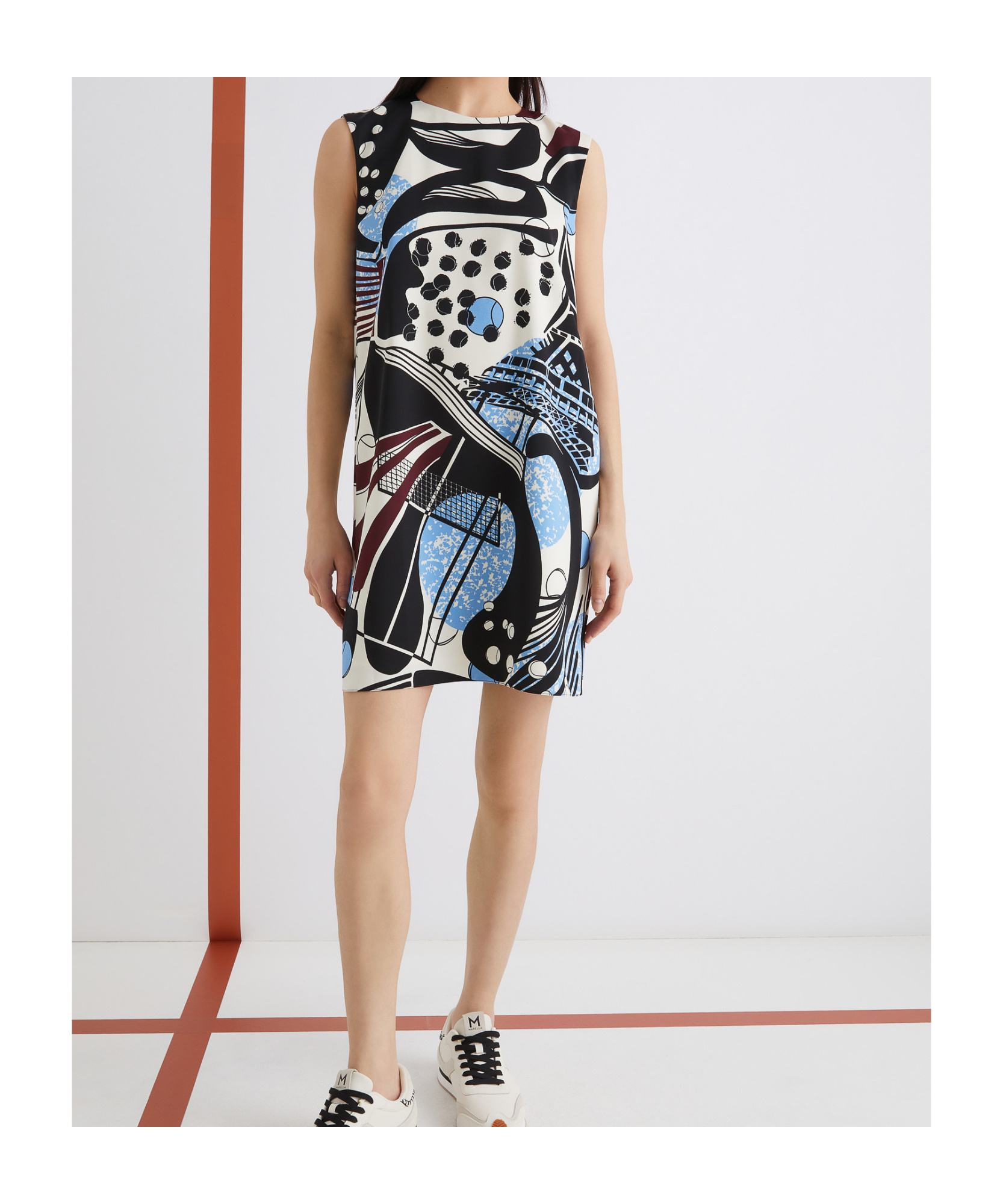 Marella Sleeveless Macro-print Dress - Wool White In Multi