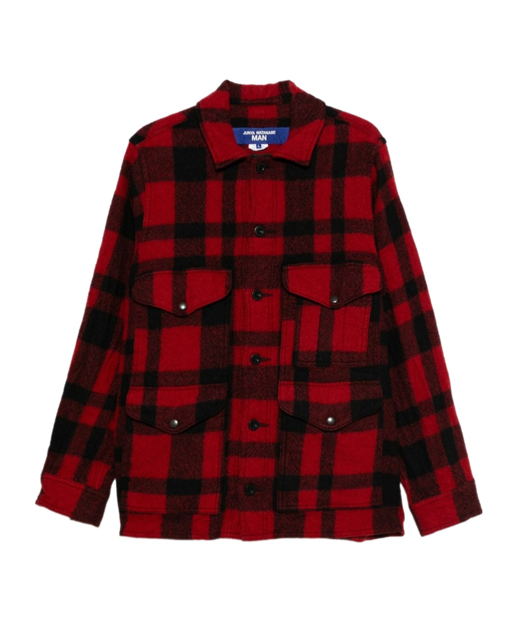 Junya Watanabe Checked Press-stud Shirt Jacket In Red