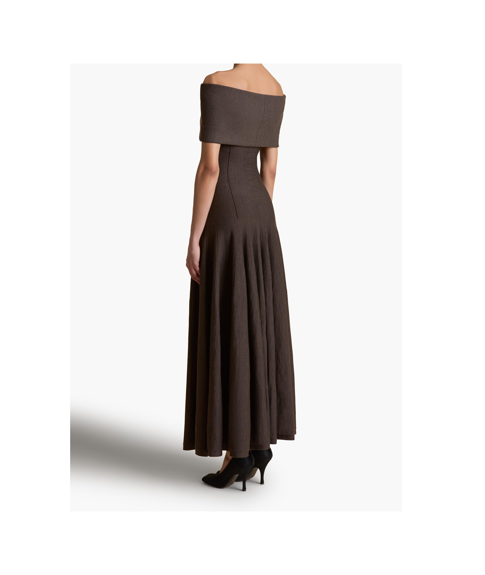 Khaite Bruna Off-the-shoulder Gathered Stretch-jersey Maxi Dress In Black