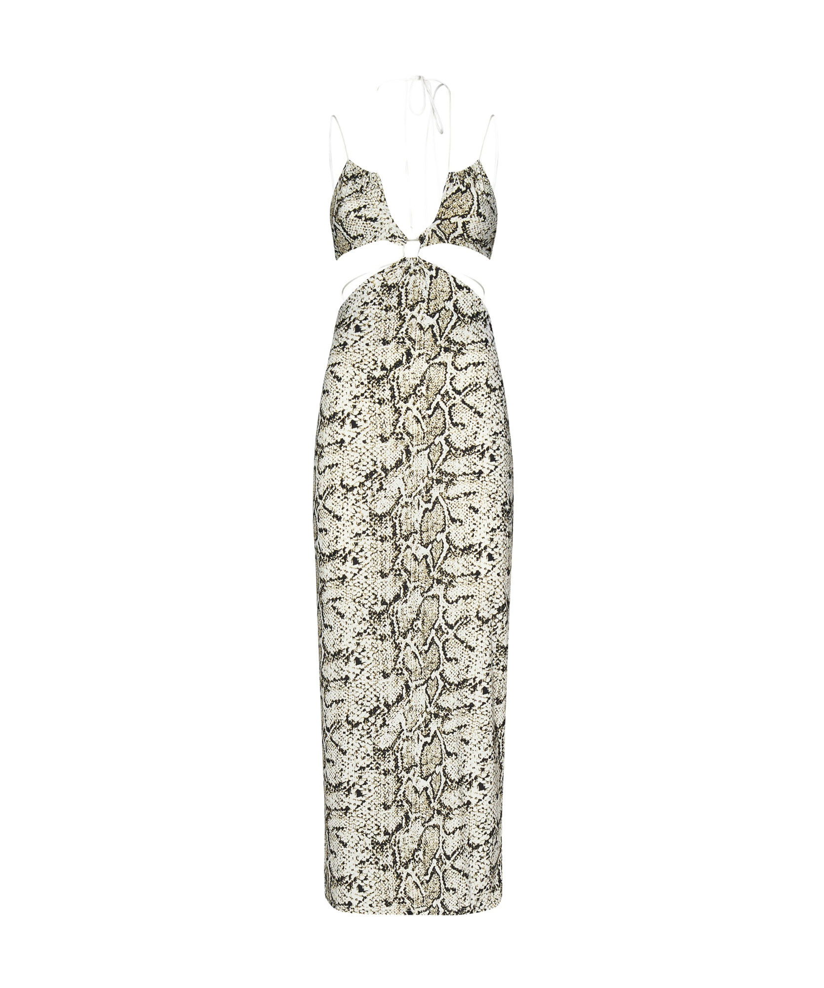 Amazuìn Amazuin Beige Python-print Midi Dress With Cut-outs