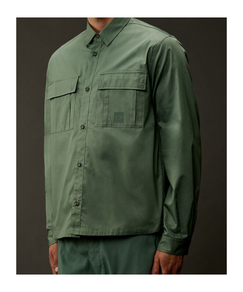 C.p. Company Cotton Ripstop Lens Overshirt In Green