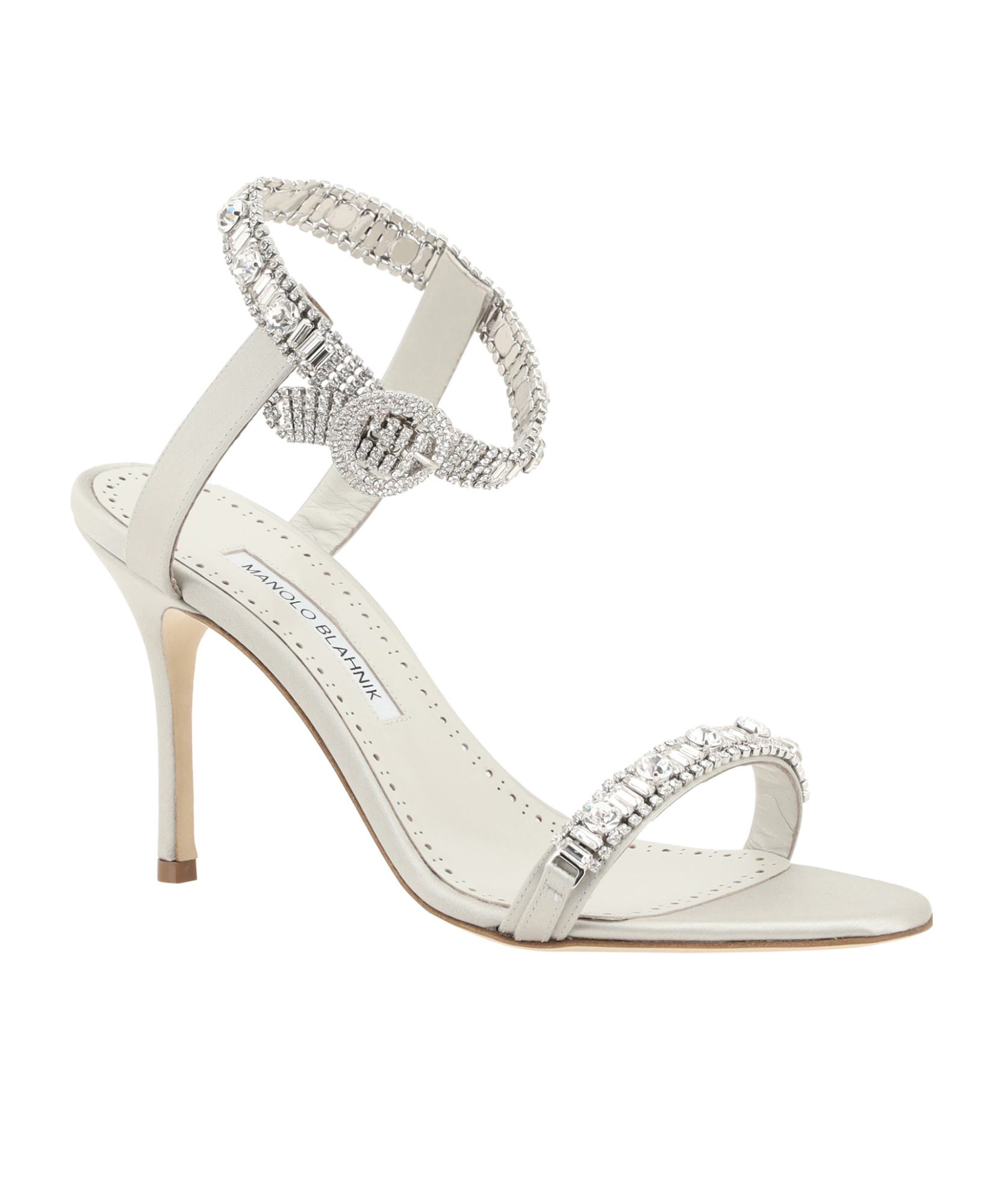 Shop Manolo Blahnik Asasan Embellished Sandals In White