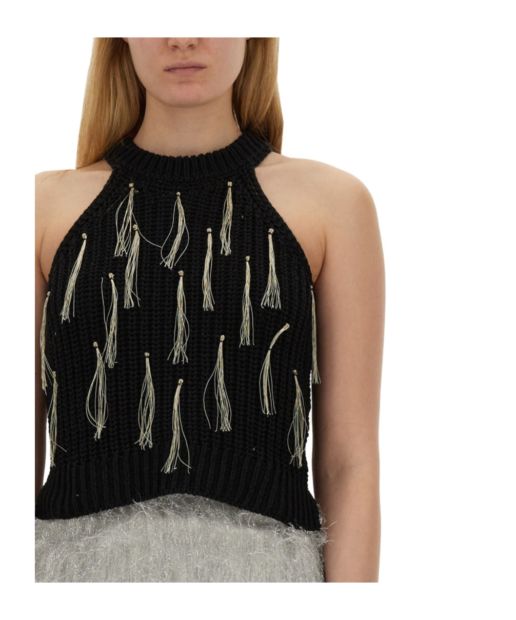 Alysi Top With Fringe In Gray
