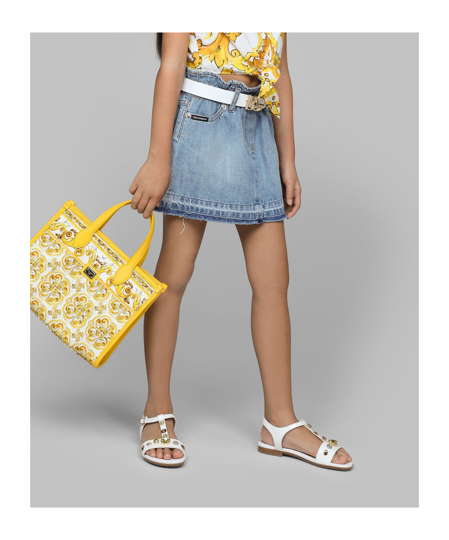 Shop Dolce & Gabbana Logo-plaque Denim Skirt In Blue
