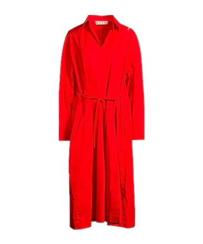 Marni Collared Long-sleeve Dress In Red