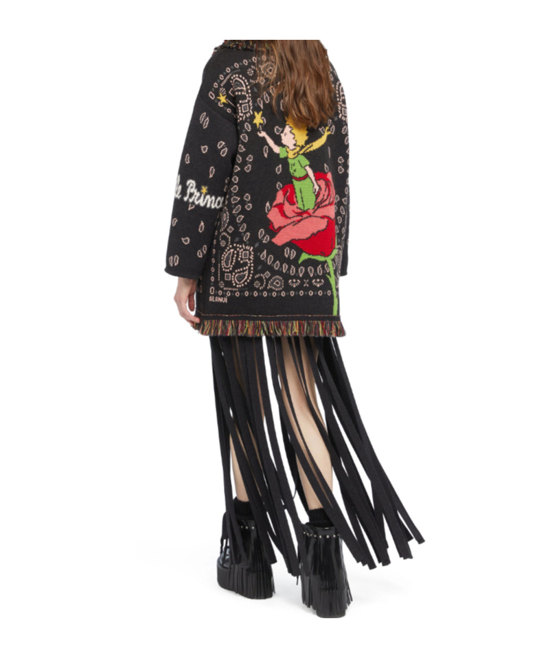 Alanui Little Prince Cardigan Mit Bandana-fransen In Black
