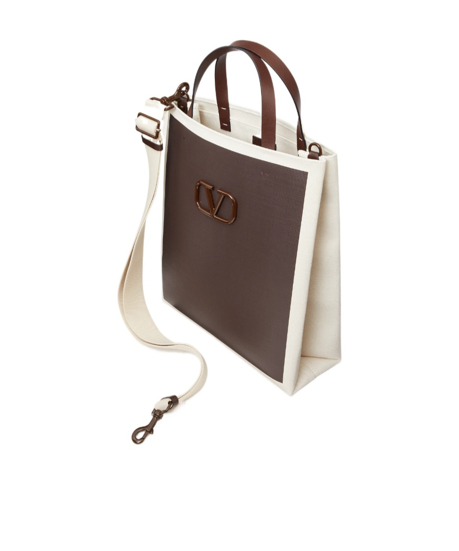 Valentino Vlogo Signature Canvas Tote In Brown