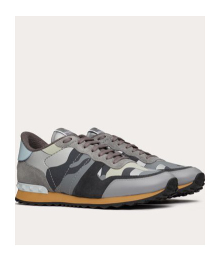 Valentino Rockrunner Camouflage Low-top Sneakers In Gray