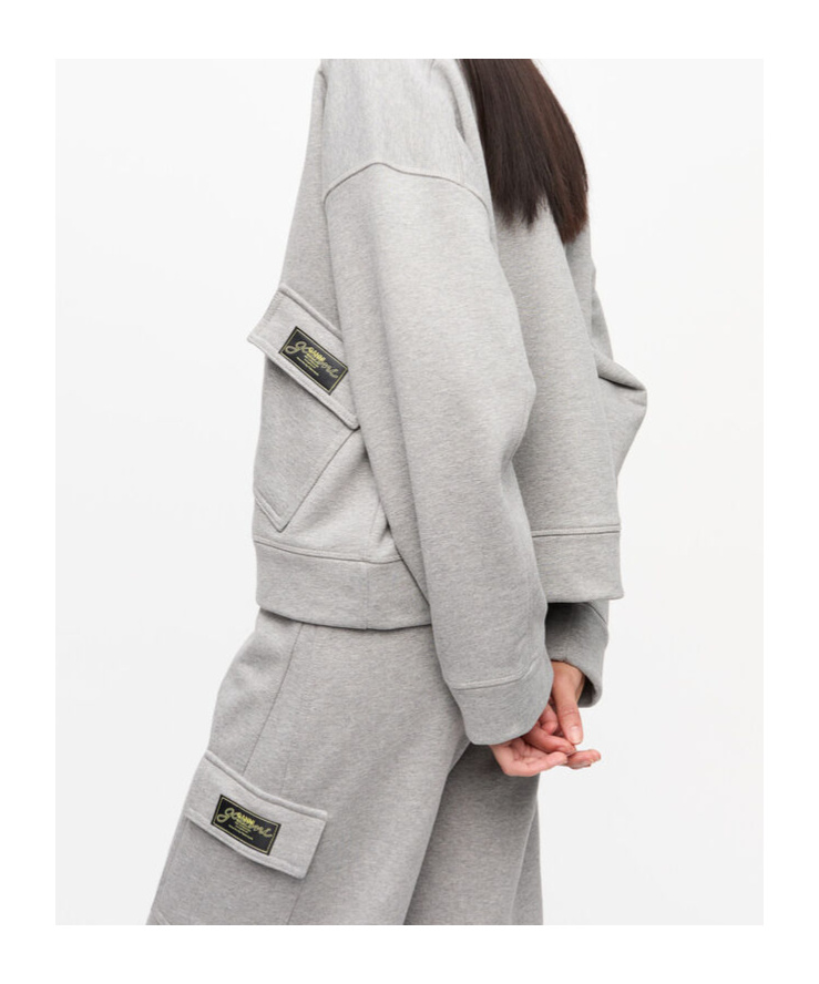 Ganni Logo-patch Sweatshirt In Gray