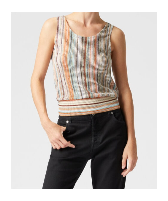 Shop Missoni Striped Tank Top In Nude