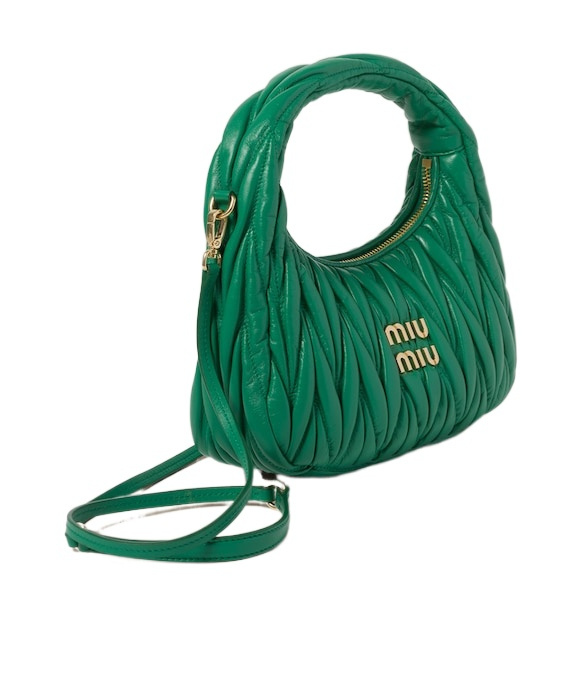 Miu Miu Miu Wander Matelassé Shoulder Bag In Green
