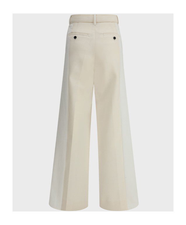 Sacai Wide Leg Denim Trousers With Button Detail In White