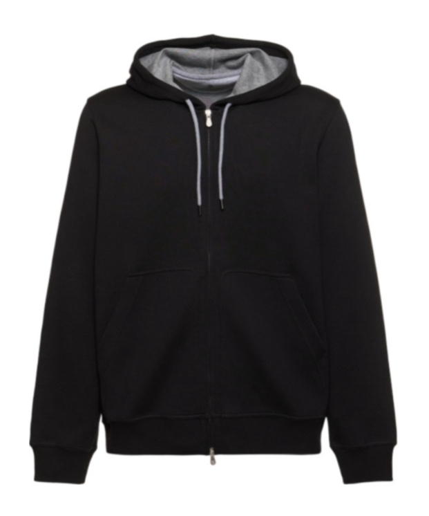 Brunello Cucinelli Hoodie Cotton Drawstring In Black