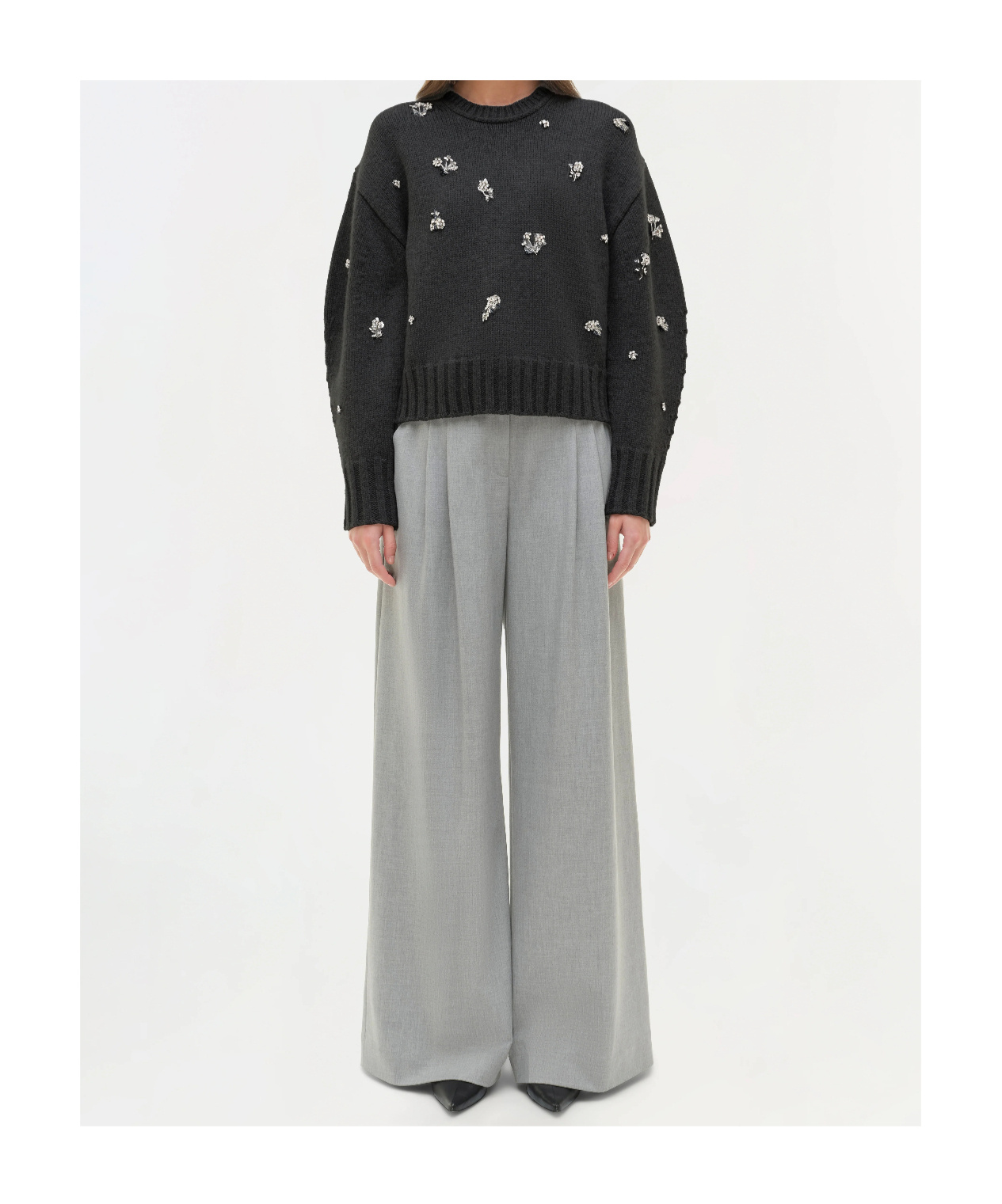 Simkhai Crew Neck Long Sleeve Sweater In Black
