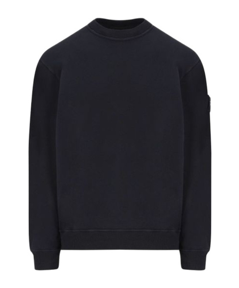 Stone Island Logo Patch Crewneck Sweatshirt In Black