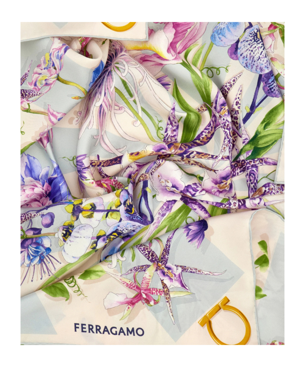 Ferragamo Gaia Print Silk Scarf In Multi
