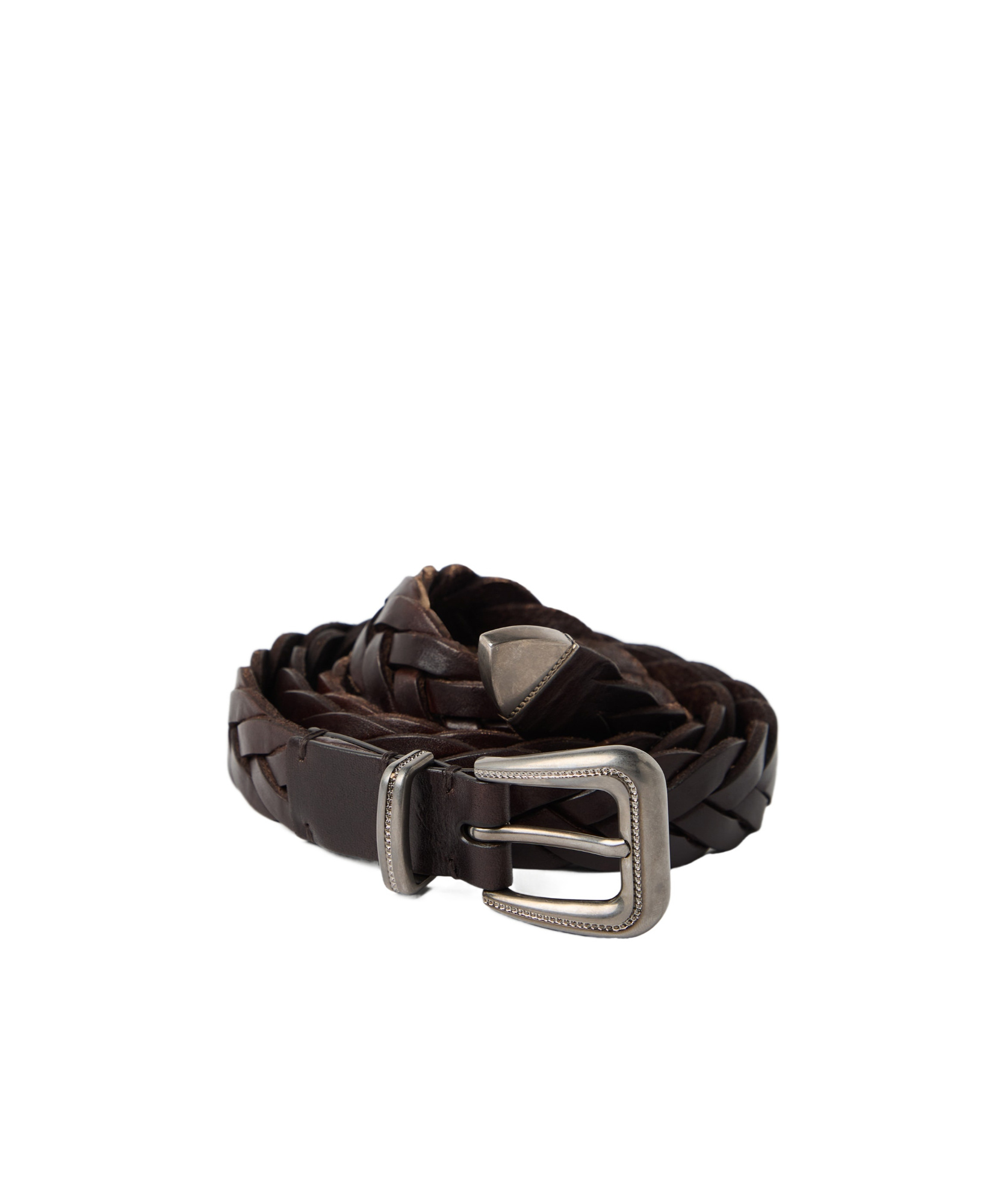 Brunello Cucinelli Braided Belt In Rust Brown