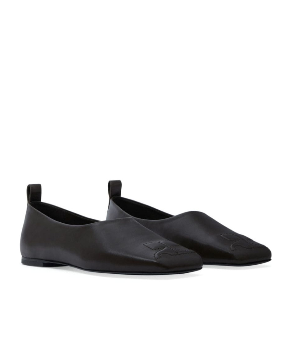 Shop Courrèges Minimal Leather Loafers In Black
