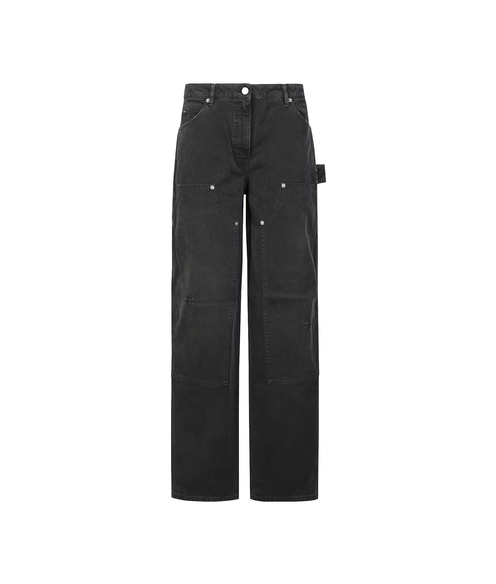 Golden Goose Wide Black Trousers In Denim In Black