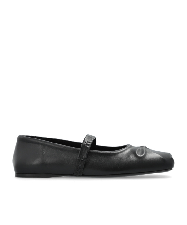 Marni Black Ballerinas With Embossed Bow Detail On The Front In Leather Woman In Black
